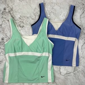 2 Nike Dri Fit Athletic Tank Tops Built in Bra L